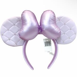 Disney Lavender Minnie Ear Headband with Quilted Ears and Shiny Bow
